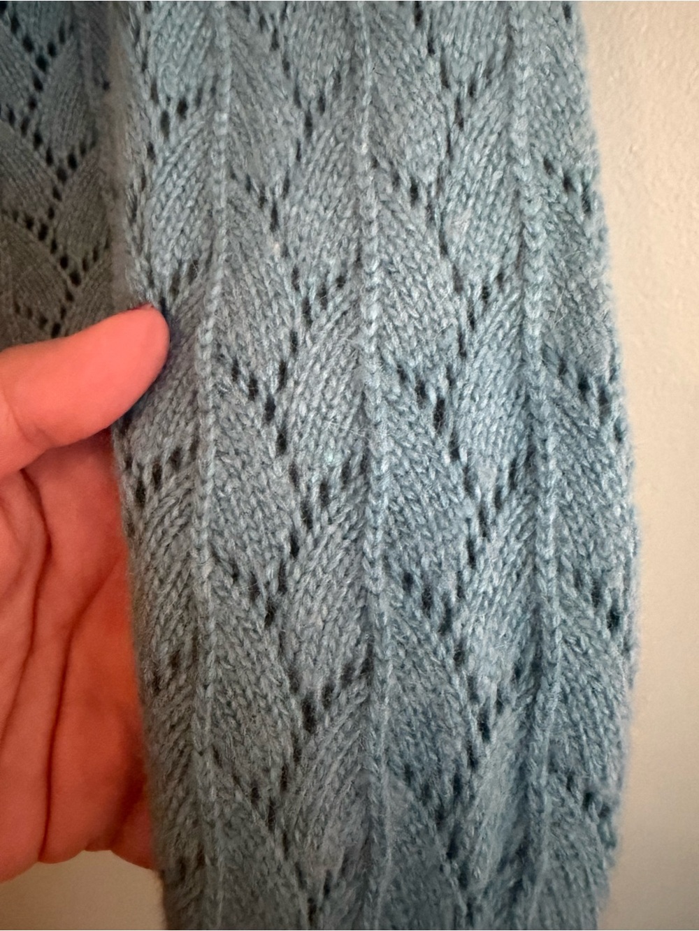 LL Bean Cardigan M Blue Lambswool Angora Cashmere Knit Grandmacore Cottagecore - Picture 5 of 16